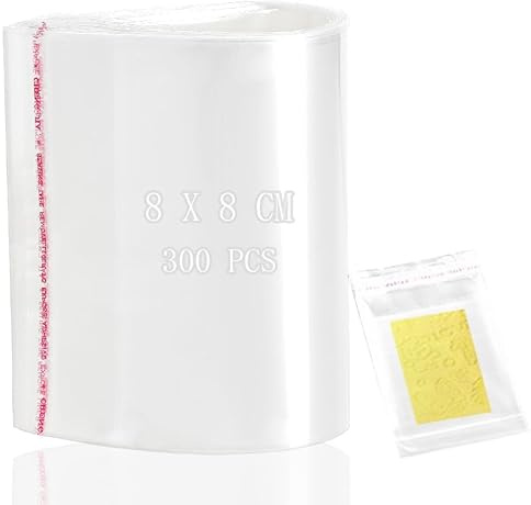 Bolsas de celofán autoadhesivas Wanfoou 300 unidades de bolsas de plástico autoadhesivas, bolsas de plástico transparentes, bolsas autoadhesivas OPP para dulces, regalo de galletas, joyas (8 x 8 cm)