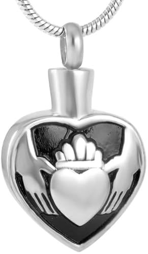 BIAIHQIE Pendentif urne funéraire en Acier Inoxydable pour Femme, Bijou commémoratif, Couronne, cœur, Cendres