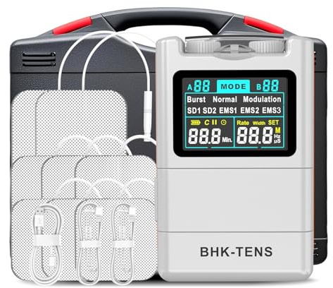 2025 TENS EMS Unit Muscle Stimulator for Back Pain Relief, Upgraded Color LCD TENS Machine for Chronic Pain, Muscle Relaxation, Home Use. with 8 Customizable Pulse Modes, 8 TENS Pads, 40 Intensitys