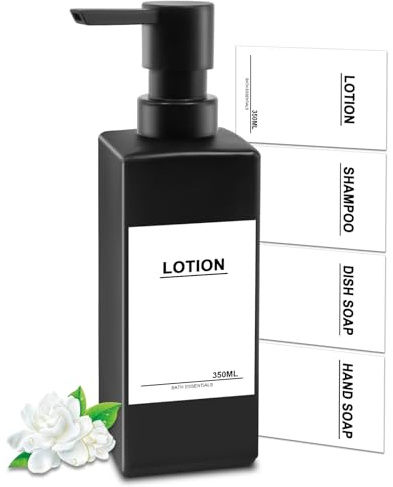 Seifenspender Schwarz Matt,Modern Seifenspender Glas 350ml Shampoo Flaschen zum Befüllen Spülmittelspender Küche Duschgel Spender Pumpkopf Kunststoff, Pumpflasche Shampoo für Küche Dusche Badezimmer