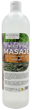Aceite de Masaje con Romero, Almendra, Lavanda e Hinojo – Relajante, Revitalizante y Aromático – Textura Suave, Hidratante y Profesional (1 Litro)