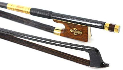 Yinfente Violinenbogen aus Karbonfaser, 4/4-Größe, Schlangenholz-Frosch mit Lilien-Inlay, schwarzer mongolischer Bogen, gut ausbalanciert und Pernambuco-Level