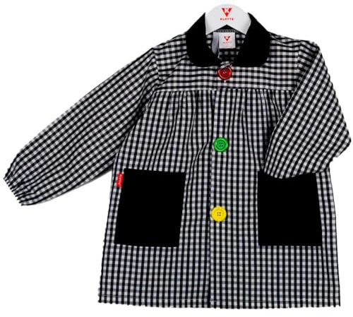 KLOTTZ 901B Blouse à carreaux pour crèche, robe d'école pour filles, couleur noire, taille 4, Noir