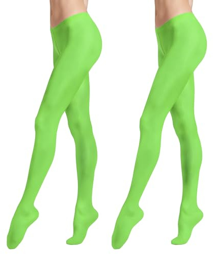 Carnavalife 2 Pares Medias Opacas para Mujer en Color Liso, Leggings Pantalones Elástico de Microfibra, Pantimedias de Soporte para Otoño y Invierno (Verde claro)