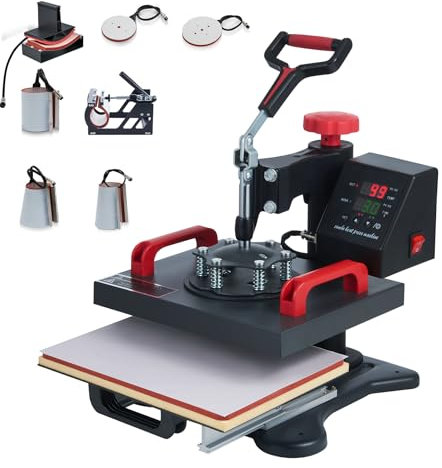 CREWORKS Hitzepresse Transferpresse Heat Press Heißpresse Heizpresse 360 Grad Schwenkbar DIY Mulitifunktional Sublimation Wärmepresse (Upgrade 30 x 25cm 8 in 1)