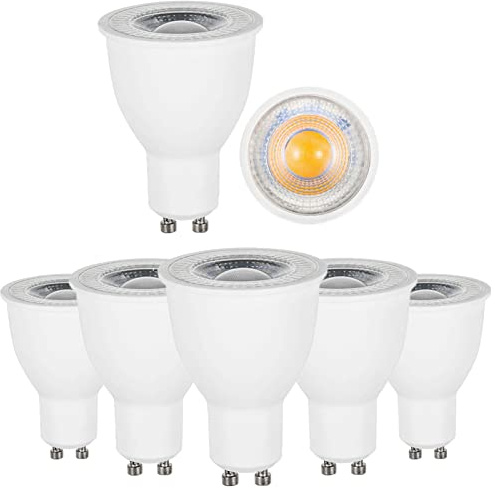 Edearkar GU10 LED Light Bulbs, 10W (100W Halogen Equivalent), 1000 Lumens, Non-Dimmable, 3000K Warm White, LED Bulbs for Recessed Track Lighting, AC90-265V, 60° Beam Angle, GU10 Base, Pack of 6