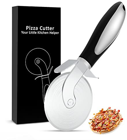 Rotella Taglia Pizza, Acciaio Inox Pizza Cutter, Rotella Tagliapizza è MoltoFacile da Pulire, Sicuro da Pulire in Lavastoviglie, Ergonomico, Antiscivolo Silicone il Manico