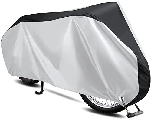 Housse Protection pour Moto Exterieur, Bicyclette Scooter Couverture Imperméable en Polyester Résistant aux déjections d'oiseaux, à l'eau, à la Poussière/Neige/Pluie, au Vent, UV - 200x70x110cm