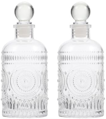 ULDIGI Vintage Carved Glass Aromatherapy Bottle 200Ml Diffuser for Home Decor Ideal for Essential Oils and Fragrance Storage