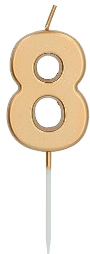 Folat 24148 Kuchen Kerze Ziffer/Zahl 8 Gold-5 cm Geburtstagskerzen für Geburtstag, Geburtstagsdeko, für Kinder Partys, Hochzeiten, Firmenfeiern, Jubiläen
