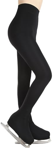 Youthful flying Girls Figure Skating Practice Tights Ice Skate Pants Warm Fleece Leggings Over The Boot Trousers(Size:L,Color:Black-Thick)