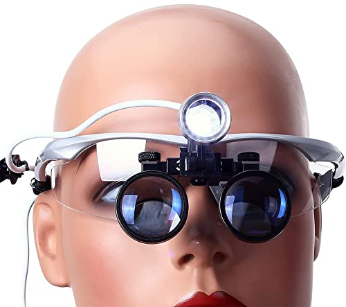 Lupenbrille Zahnarzt,Medizinische Lupenbrille Mit Licht,Kopfband Lupen, Brillenlupe,Binokular Lupen Surgical Loupes,Dental Chirurgische Medical Für Lesen Handwerk Juweliere Nähen Und Reparatur 3,5 x