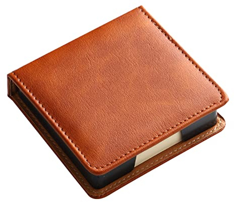 BEIDUOYANG Self Note Pad Holder Leather Name Cards Holder Sticky Notes Dispenser For Case With A Lid Cover Office School Supp Leather Memo Pad Holder Note Card Dispenser Sticky Note Storage Box Desk