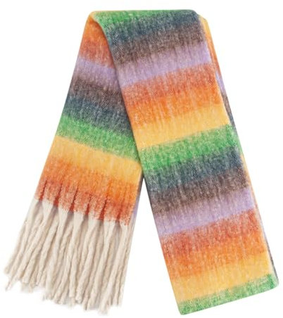 DiaryLook Karierter Warmer Deckenschal für den Winter, Lange Damen Schals, kariert, weich, Wolle, Tartan für Frauen,Rainbow