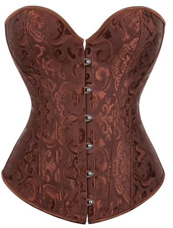 Kelvry Women's Plus Size Gothic Lingerie Satin Lace up Boned Overbust Corsets Shapewear Outfit