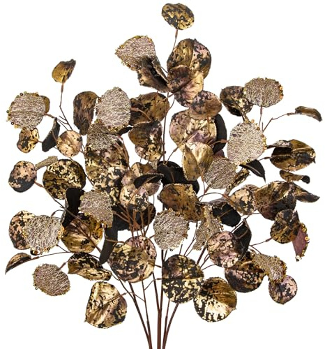 Briful Künstliche Aspen Blätter Kunstzweige – 3er Set, 76 cm Golde Glitzer Zweige für Herbst, Halloween & Weihnachten | Metallic Dekoäste für Vase, Tischdeko & Weihnachtsbaum