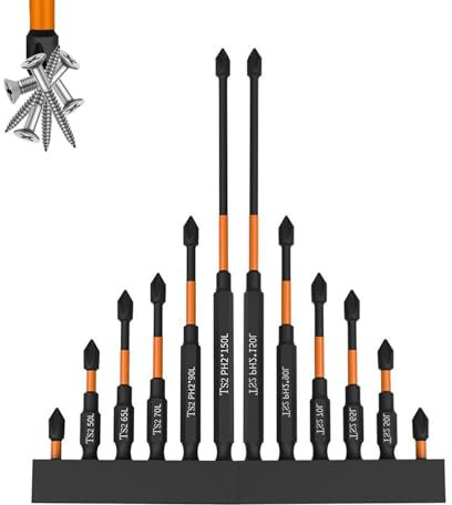 Embouts de tournevis magnétiques super puissants, haute dureté, jeu d'embouts magnétiques robustes, extracteur de vis antidérapant, tournevis cruciforme pour tournevis électrique (2 Lots - 12 Pièces)