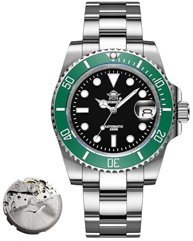 ADDIESDIVE Diver Watches for Men 41 MM Automatic Sports Watch 200 M Waterproof BGW9 Luminous Analog Black Dial Green Bezel