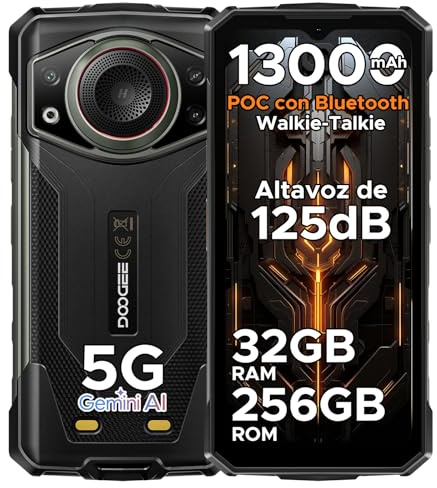 DOOGEE Fire 7 Ultra Rugged Smartphone 5G Andriod 15, 32GB+256GB, 13000mAh Telefono Indistruttibile, 64MP, Dimensity 6300 Octa Core/Bluetooth Walkie Talkie/POC/PTT/SOS/M6/125dB/3.5W Altoparlante-Grigio