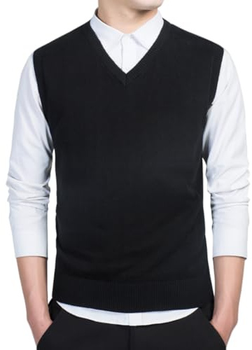 DURINM Uomini Maglione Gilet per più Misurare Alto V Collo Uomo Cotone Senza Maniche Maglie con Scollo a V Gilet in Maglia Pullover dal Taglio Rilassato