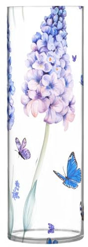 Jarrón de plástico único de jacintos blancos de 11.8 pulgadas, decorativo, moderno, transparente, para entrada, estante de inauguración de la casa