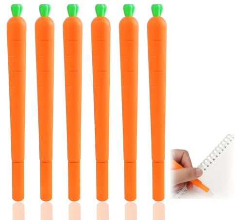 Reccisokz 6 Pezzi Penna Carota Carina, Per Dipendenti Penne A Sfera Cartoni Animati Piccoli,Forniture Per Ufficio,Cancelleria Per Studenti, Per Decorazioni Pasquali