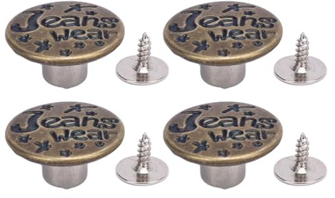 Jenivaint Justerbara Byxknappar, Rostfritt Stål No Söm Jeansknappar Ersättningsset 17 Mm Antik Bronsskruv på Design, 12 Set för Jeans Jackor Skjortor Hattar Bälten Reparation