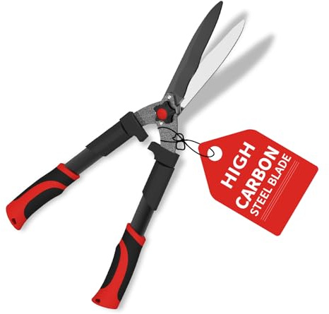 GARTOL 23-Inch Hedge Shears, Manual Garden Clippers with 9 High Carbon Steel Wavy Blade, Heavy Duty Bush Trimmers with Shock-Absorbing Bumpers & Adjustable Tension, Easy-Grip Handles
