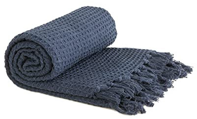 Emma Barclay Überwurf, Baumwolle, Navy, 50x60 (127x152cm)