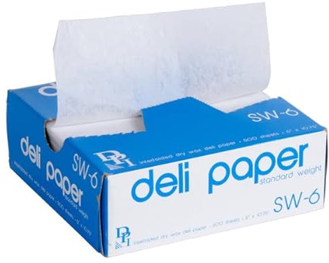 Durable Packaging 6 x 10 3/4 Interfolded Deli Wrap Wax Paper. 2000 Count (4 Packs of 500 Sheets)