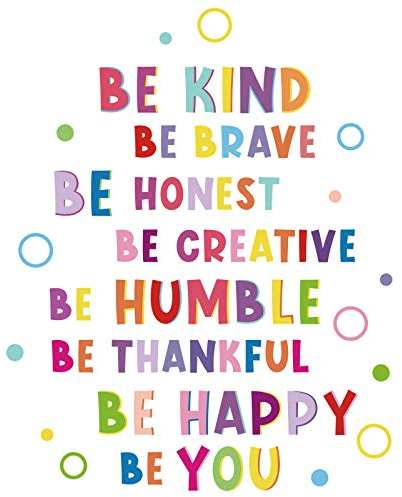 Colorful Inspirational Wall Decal Motivational Phrases Sticker Inspirational Lettering Quote Sticker Be Thankful, Be Brave, Be Creative Decals for Classroom Nursery Kids Decoration