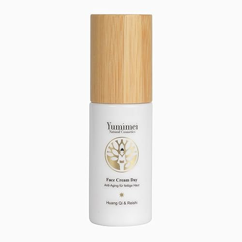 Yumimei Naturkosmetik - Tages-Gesichtscreme für fettige und unreine Haut. Anti-Aging auf Basis der TCM. Bio. Pumpspender aus Glas.