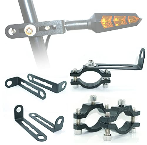 10mm Motorcycle Turn Signal Bracket, 4pcs Universal Bicycle Indicator Lamps Pipe Clamp Light Black Metal Turn Signal Bar Mounts Brackets Holder Accessories