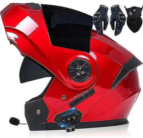 Letetexi Casque Moto Modulable Homologué ECE Homme Et Femme Bluetooth Flip Up Casque Moto avec Double Visière pour Anti-Collision Casque Scooter Casque Integral Modulable pour Locomotive