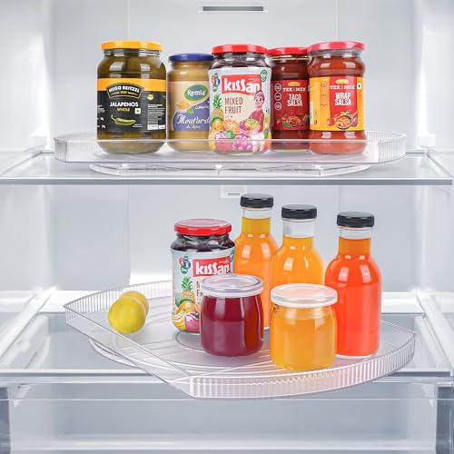 Winter Shore Rechteckiger Drehteller Kühlschrank - Rechteckiger Organizer Drehbar & Verschiebbar - Lazy Susan Drehteller für Kühlschrank, Küche, Vorratsschränke, Arbeitsplatte - 42 x 28 x 3,5 cm