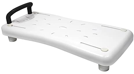 JNGLGO Vasca da bagno con maniglia, sedile per vasca da bagno, sedile regolabile con portasapone, in plastica, colore nero