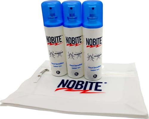 NOBITE Pelle Sensibile 100 ml (3 pezzi) – Repellente Antizanzare e Zecche con Icaridina 30% per Bambini e Gravidanza – Protezione Tropici Lunga Durata