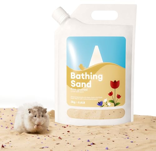 BUCATSTATE Sable de bain pour hamster avec bec verseur, 3 kg de sable de bain fin | Litière sans poussière et sans calcium pour hamster, chinchillas, gerbille, souris, Degu ou autres petits animaux