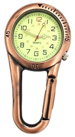 Vokmon Schwesternuhr Rettungsdienst Zubehör, Taschenuhr mit Karabiner Krankenschwester Uhren Schwesternuhr mit Clip, Taschenuhr Krankenschwester Uhr Uhren für Radfahrer Kletterer Rucksack, Bronze