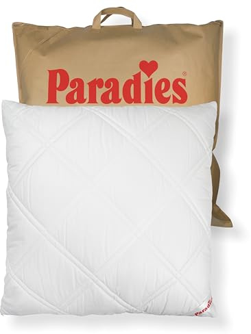 PARADIES Kopfkissen 80x80 cm mit versteppter Hülle - Softy Top Plus Bio, verstepptes Kissen mit Reißverschluss