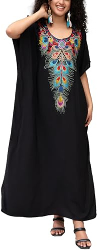 L-Peach Vestido de noche amplio con bordado y abertura lateral estilo caftán turco, vestidos de playa caftán, traje de baño, cubiertas, Altoa única