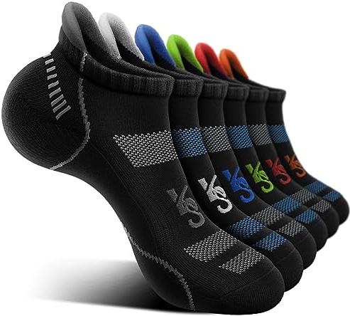KEMISANT Calzini da Corsa Uomo, Calzini Sportivi Uomo con Suola Completamente Imbottita,Supporto per l'arco Plantare(6coppie,43-46)