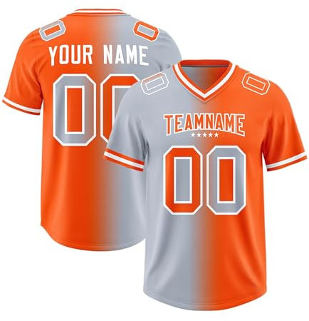 Personalisiert American-Football-Trikot Team Name Number & Logo Sports Uniform Football Jersey für Kinder Erwachsene Herren-Sporthemden Atmungsaktiv T-Shirt,Orange