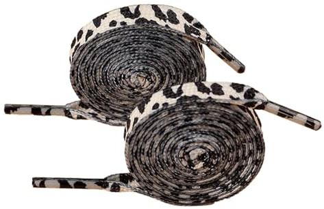 2 par skosnören platta skosnören med leopardmönster snörning slitstarka ersättning skosnören snörband sneakers sko för sportskor löparskor sneakers fritidsskor, bruna, 80 cm, Vit svart, 120