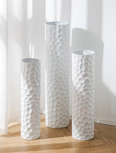 Sziqiqi Jarrones Grandes para Suelo: 70/60/50 cm Jarrón Altos de Pie para la Sala de Estar - Jarrones de Suelo de Metal Grande Set de 3 - Florero de Gran Tamaño para el Dormitorio Cocina Chimenea