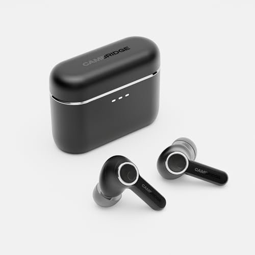 Cambridge Audio Melomania A100 Earbuds – In-Ear True Wireless Kopfhörer mit adaptiver aktiver Geräuschunterdrückung, aptX Lossless Bluetooth, bis zu 39 Stunden Akkulaufzeit mit Ladeetui – Schwarz