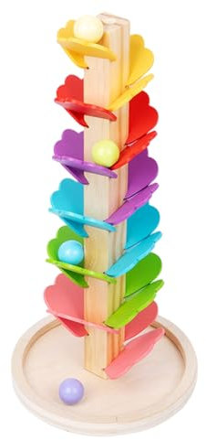 Wooden Marble Run Music Tree Montessori Ball Drop Toy, Educational Ball Run Learning Game Color Sorting Toy for 4-8 Boys and Girls Birthday Marble Runs for Kids 4-8 Wooden Tower