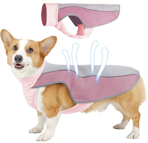 GWAWG Maglia Refrigerante Cane, Gilet Refrigerante Cane per Cani di Piccole/Medie/Grandi Dimensioni, Giubbotto Regolabile a Maglia Respirabile per L’estate, Bretelle di Sicurezza Riflettenti Comode
