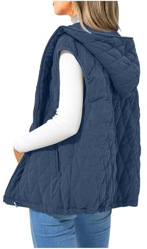 Flodxo Gilets et Bodywarmers pour Femmes Sans Manches Doudoune Matelassée en Duvet d'Hiver Gilet Puffer Femmes Gilet Thermique à Capuche Zippé Veste Vêtements d'Extérieur Manteaux Rembourrés