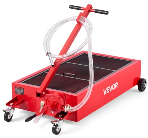 VEVOR Vaschetta di Scarico dell'Olio, capacità 75,7 L, Vaschetta di Raccolta Olio Mobile con Pompa Manuale, Tubo 2,2 m e Maniglia Pieghevole, Prova di Perdite e Resistente alla Corrosione